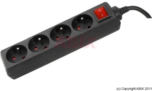 DEXLAN MULTIPRISE 4 PRISES avec INTERUPTEUR NOIR 1.5m 808554